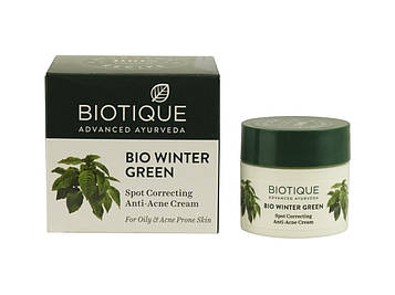 BIO GREEN WINTER CREAM (16GM) BIOTIQUE, ПРОТИЗАПАЛЬНИЙ КРЕМ ДЛЯ ОБЛИЧЧЯ БІО ВІНТЕР ГРІН нормалізує структуру шкіри, від прищів