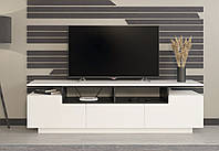 Стильная узкая современная длинная ТВ тумба под телевизор 180 см черно белая в гостиную зал Мери Мир Мебели