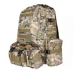 Рюкзак туристичний+3 підсумки AOKALI Outdoor B08 75L Camouflage CP з об'ємними кишенями на блискавці