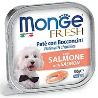 Консерви Monge Dog Fresh для собак, паштет, зі свіжим лососем, 100 г