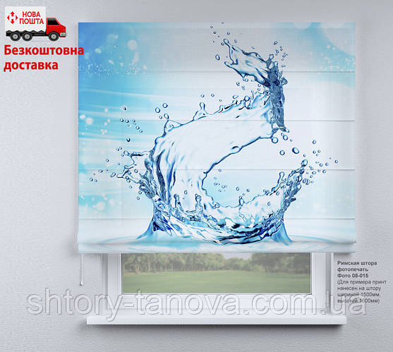 Римские шторы с фотопечатью Водяной вихрь | римские шторы с принтом 800 ...