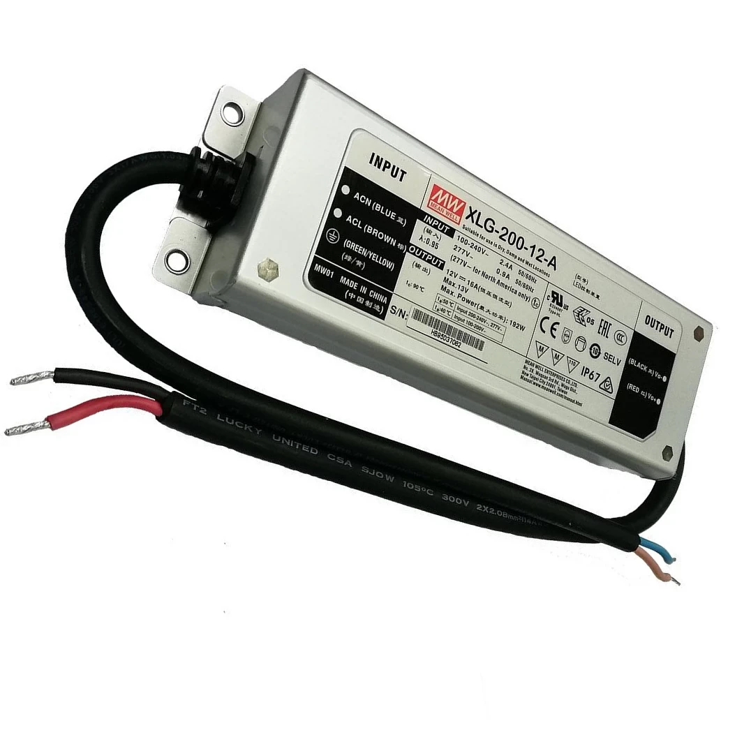 Блок живлення Mean Well, XLG-200-12-A, 12V, 192W, 16А, IP67
