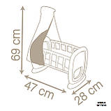 Колиска Smoby Toys Baby Nurse Рожева пудра з балдахіном (220373), фото 3