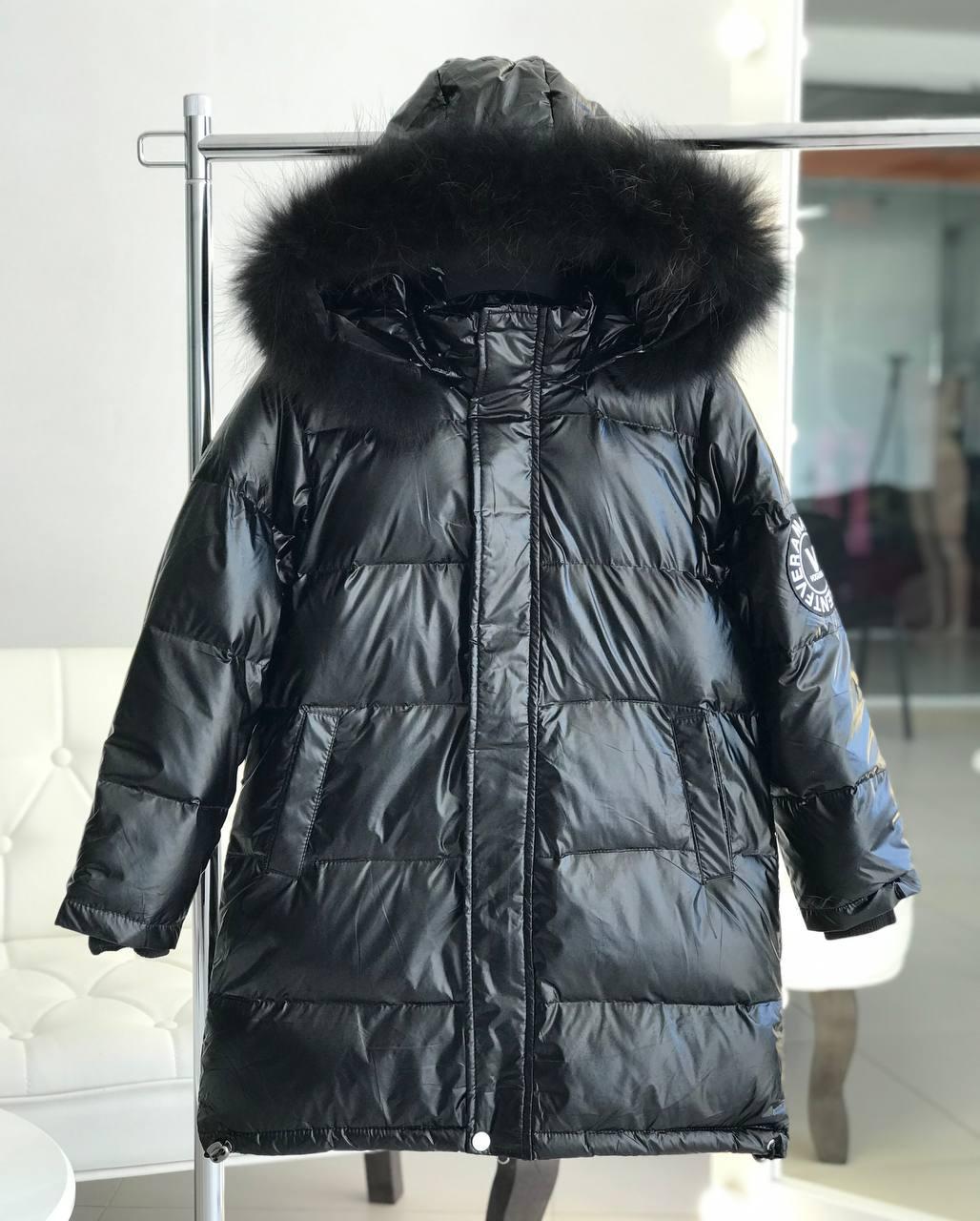 Зимова куртка на дівчинку перламутрова Чорна 8853 125, Черный, Для девочек, Зима, 140 , 8 лет, фото 1