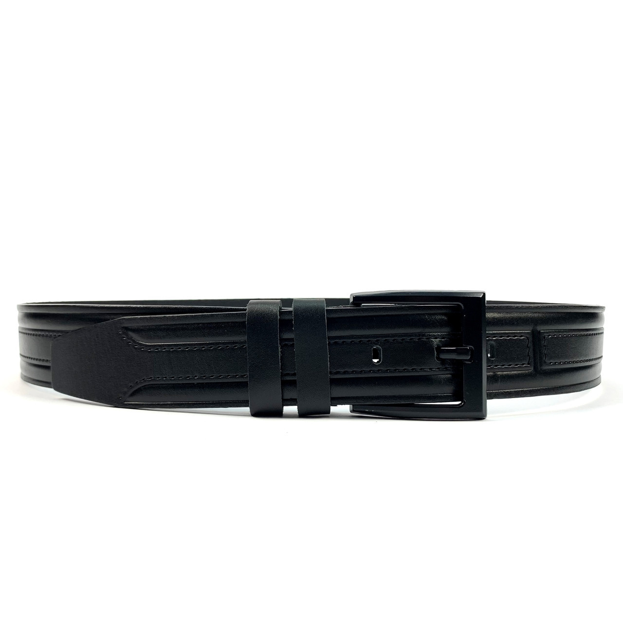 Шкіряний чоловічий ремінь під джинси Rivers 41 чорний 135 см, фото 1