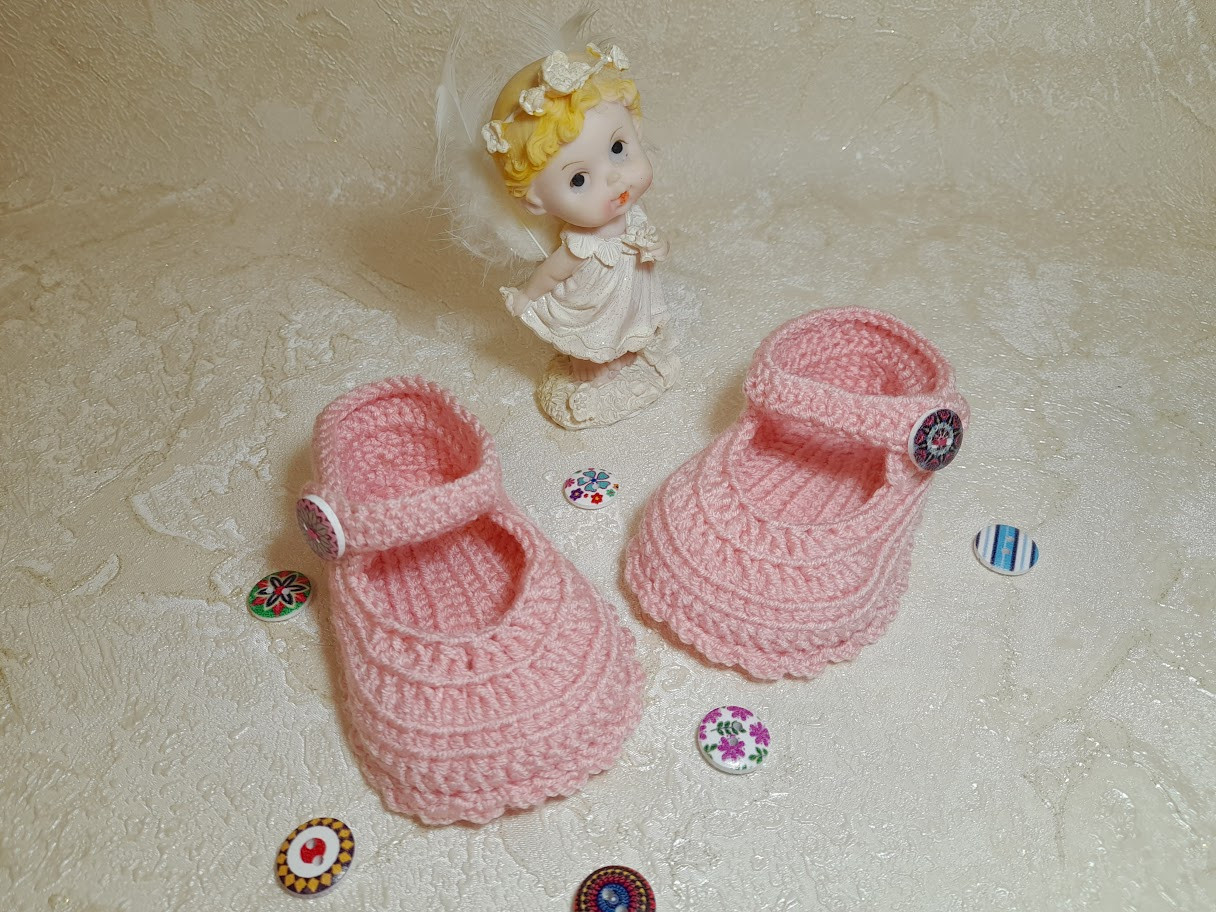 Пінетки в'язані для маленької принцеси від 0-3 м. (9 см) Ручна робота, фото 1