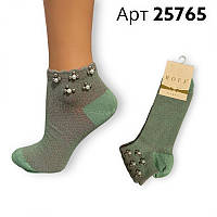 Шкарпетки з намистинами жіночі мікро модал ROFF арт 25765 зелені