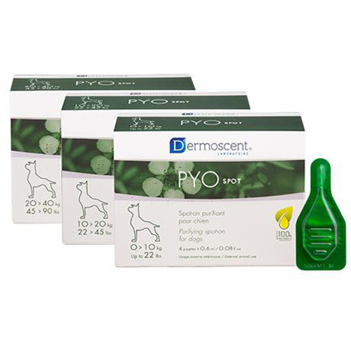 Dermoscent PYOspot (зелений) краплі для контролю шкірних інфекцій у собак вагою 20-40 кг 4х1.2 мл термін до 06.26