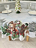 Скатертина Новорічна Limaso Ø 180 см., кругла, гобелен SQUIRREL, фото 5