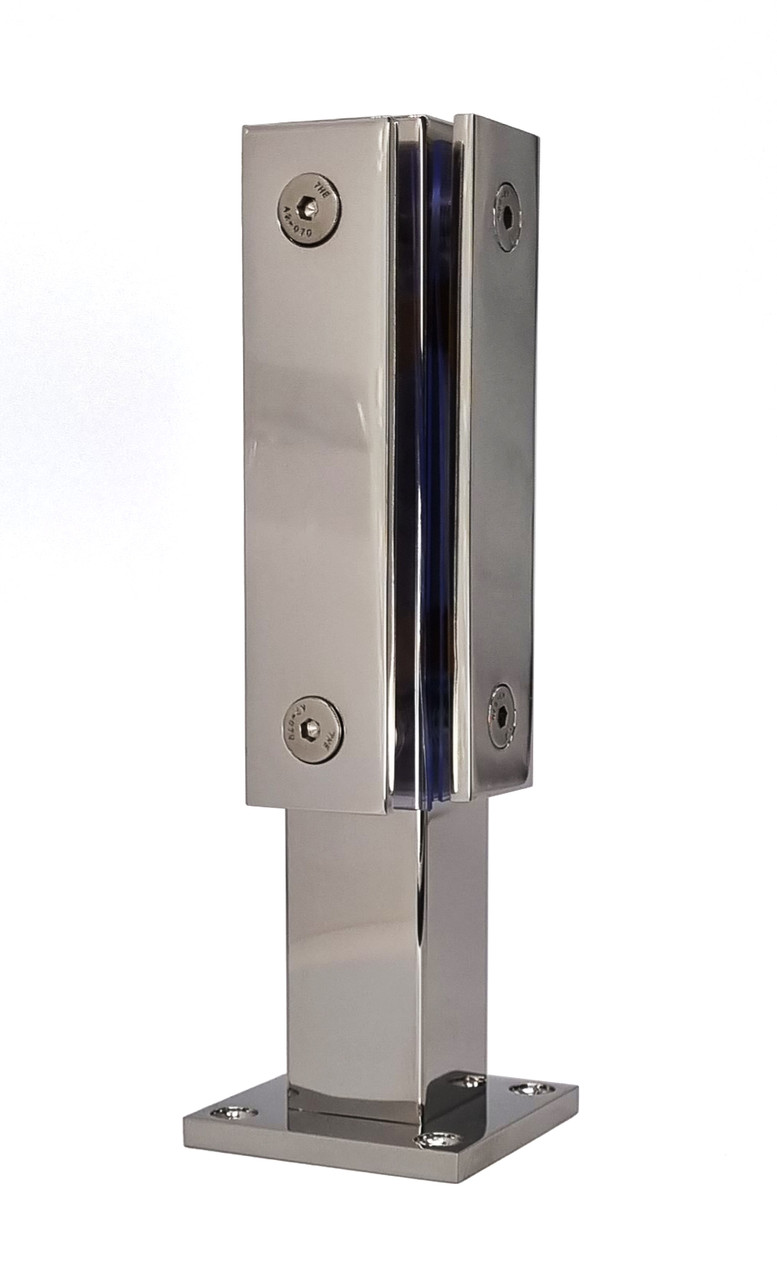 ODF-02-12-02-H250 Стійка для скла з нержавіючої сталі кутова з пластиною Н250, полірована, фото 1