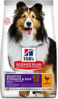 Сухой корм при чувствительном желудке и коже для взрослых собак средних пород Hill s Science Plan Adult