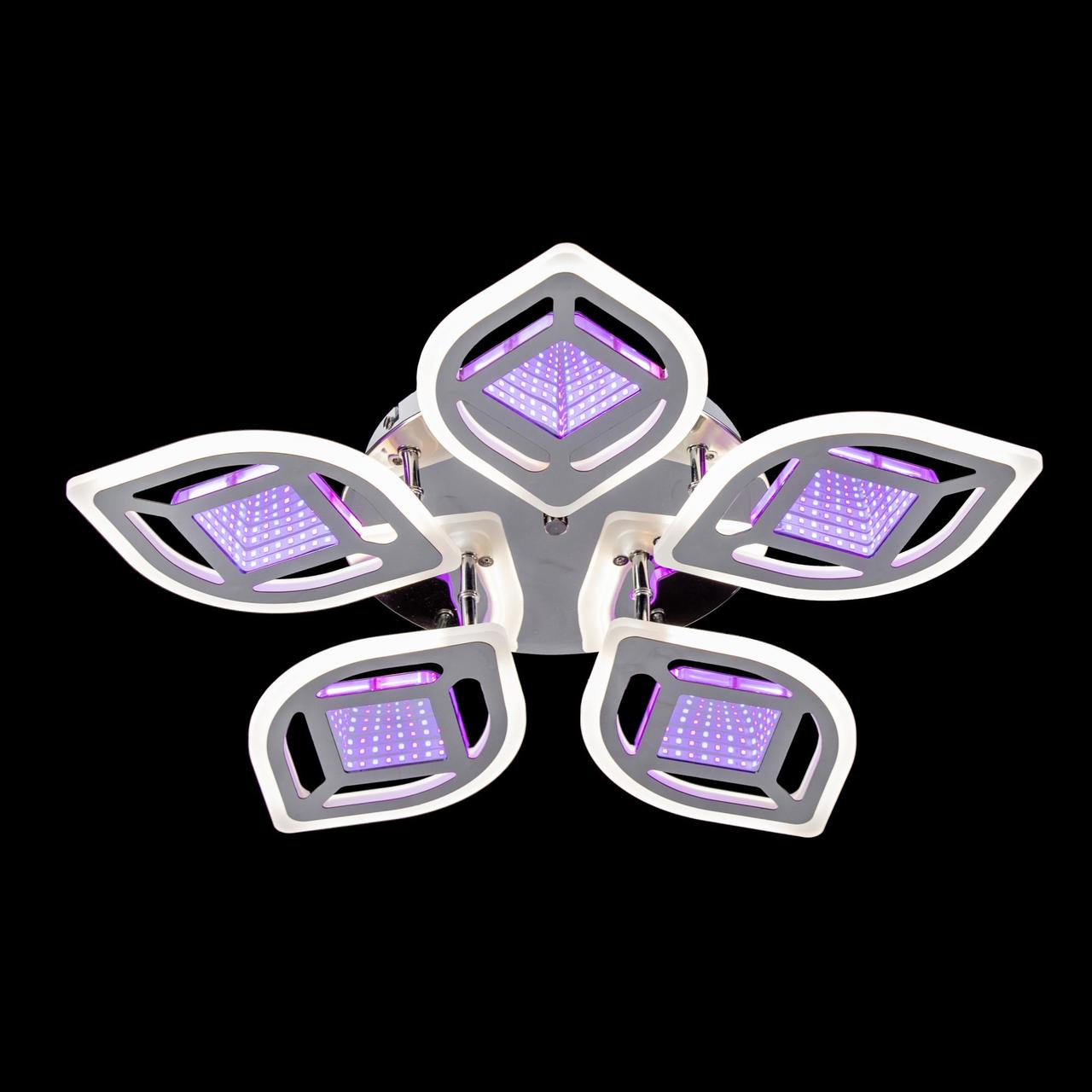 SVET Люстра світлодіодна з led підсвіткою на пульті SC-2101/5S CR 120W 2.4G 3D 600*90