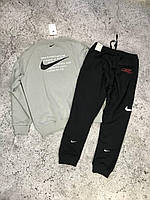 Спортивный костюм Nike Swoosh мужской серый штаны и кофта брендовый на весну модный стильный