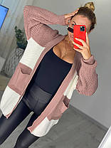 Модний жіночий кардиган у широку смужку теплий в'язаний Pmod389, фото 4