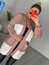 Модний жіночий кардиган у широку смужку теплий в'язаний Pmod389, фото 3
