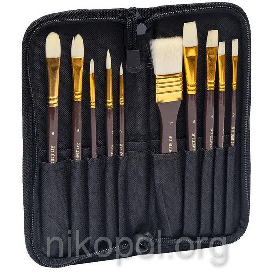 Набір із 10 художніх пензлів для олійних фарб, фото 1