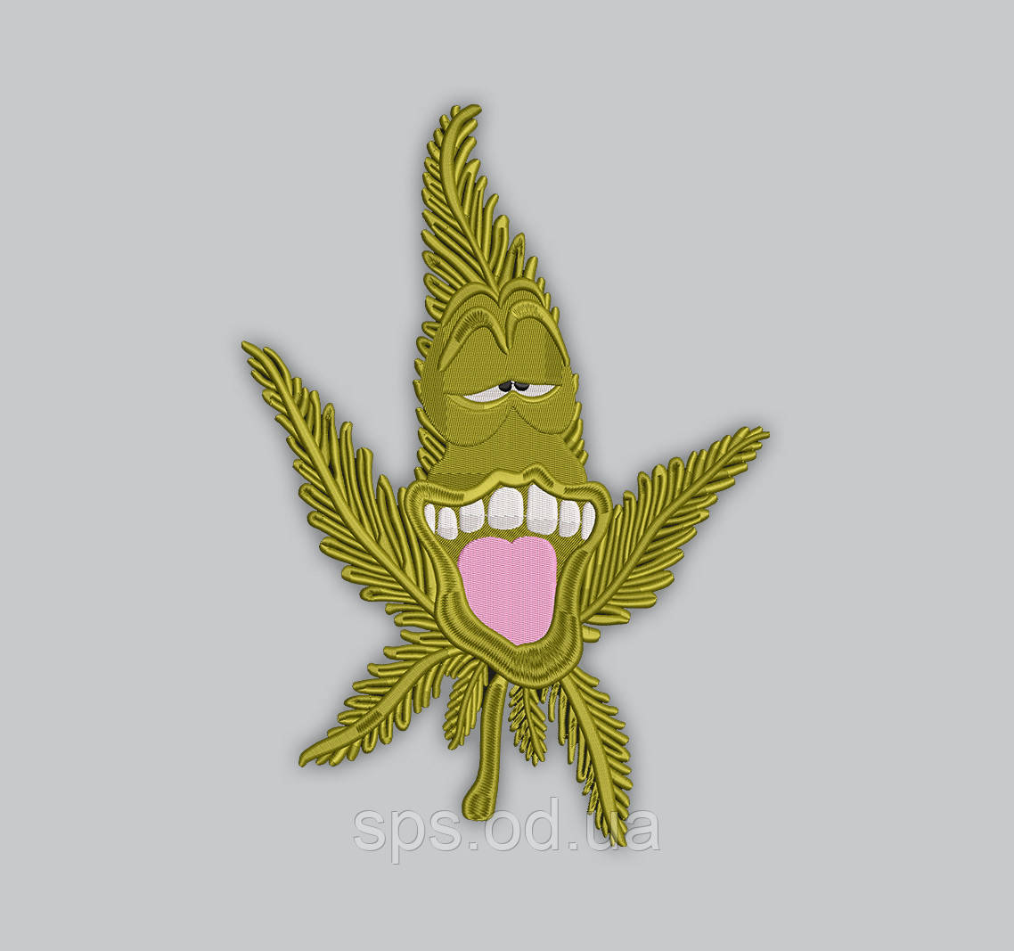 Шеврон  "Конопляний лист" контурний 8*6 см, фото 1