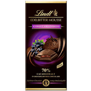 Чорний шоколад Lindt Edelbitter Mousse смородина 150 г