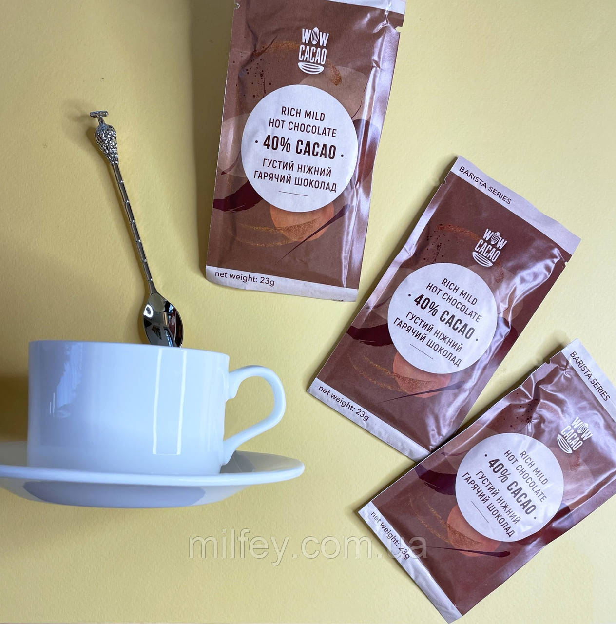 Густий ніжний гарячий шоколад, WOW CACAO, 1 саше (23 г)