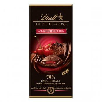 Чорний шоколад Lindt Edelbitter Mousse вишня-перець чилі 150 г, фото 1