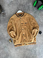 Бомбер Nike кофта мужская плюшевая ветровка коричневый весна осень Турция