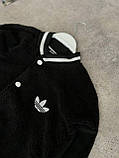 Кофта тепла чоловіча жакет Adidas толстовка чорна плюшева оверсайз, фото 4