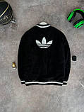 Кофта тепла чоловіча жакет Adidas толстовка чорна плюшева оверсайз, фото 2
