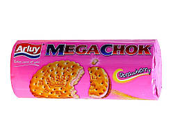 Печиво сендвіч із полуничним прошарком Arluy MEGACHOK Strawberry, 500 г