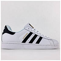 Чоловічі / жіночі кросівки Adidas Superstar Black White, унісекс чорно-білі шкіряні кросівки адідас суперстар