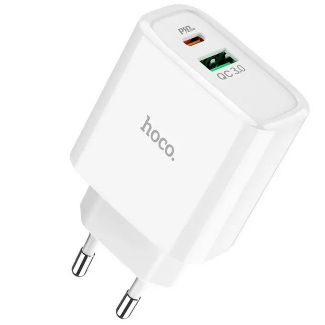USB зарядка HOCO Speed C57A, USB, Type-C, QC3.0, 3A біла, фото 1