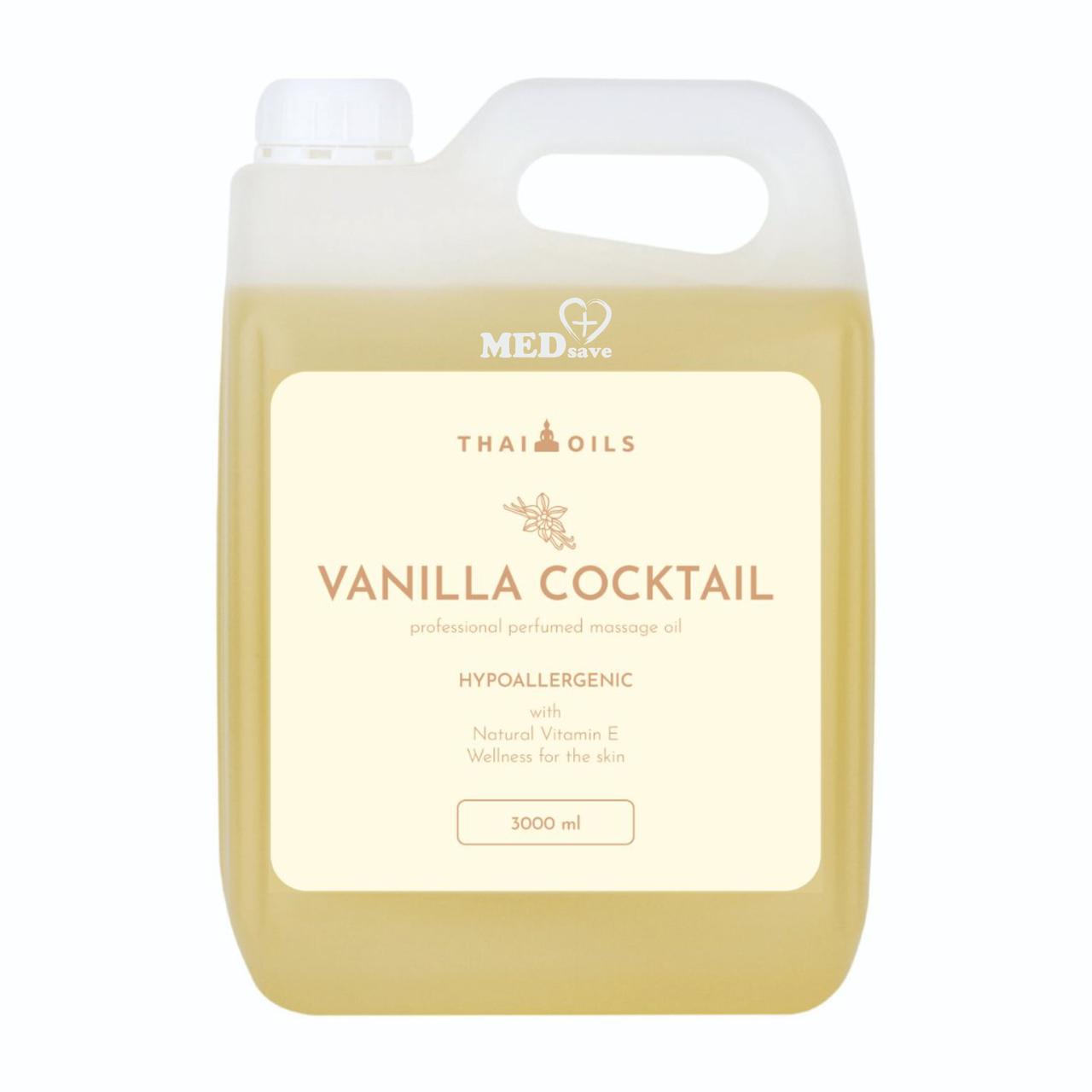 Масажна олія Thai Oils Vanilla Cocktail 3 літри, професійне масло для масажу 3000 мл ТАЙЛАНД | СЕРТИФІКАТИ
