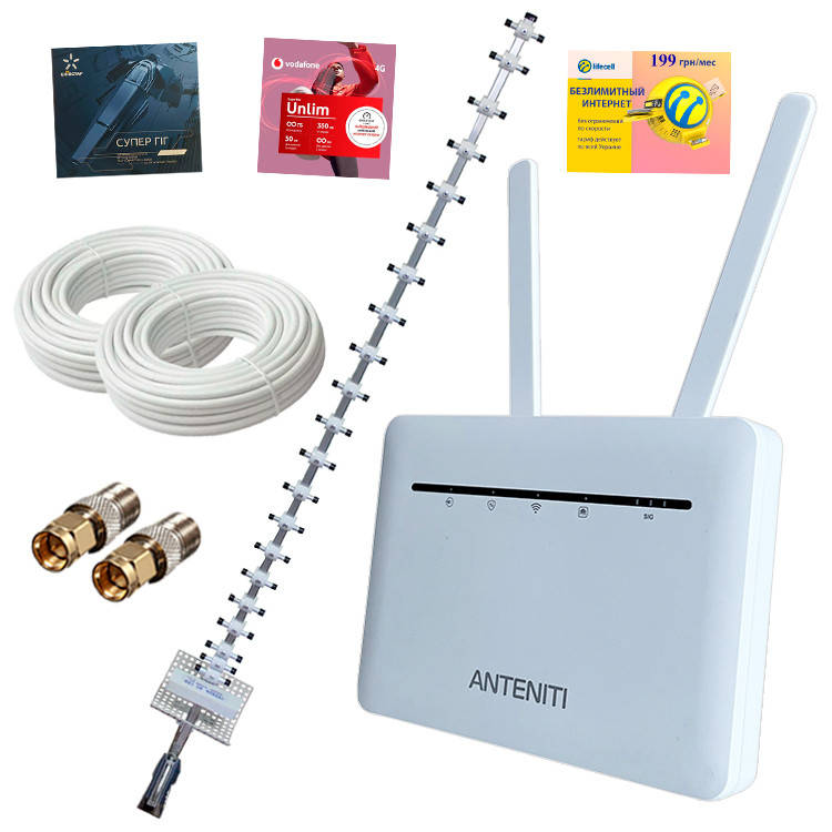 4G Wi-Fi готовий комплект "Інтернет на дачу" (4g роутер Anteniti + антена 21 дБ), фото 1