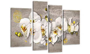 Модульна картина на полотні на стіну для інтер`єру/спальні/прихожої DK Абстракція з білою орхідеєю 112х75 см (MK40012)