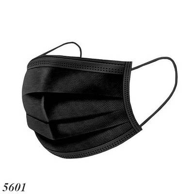 Медична маска чорна 3-шарова з фіксатором (50шт)