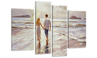 Модульна картина на полотні на стіну для інтер`єру/спальні/прихожої DK Закохана пара на березі моря 112х75 см (MK40103)