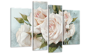 Модульна картина на полотні на стіну для інтер`єру/спальні/прихожої DK Квіти - Білі троянди 112х75 см (MK40181)