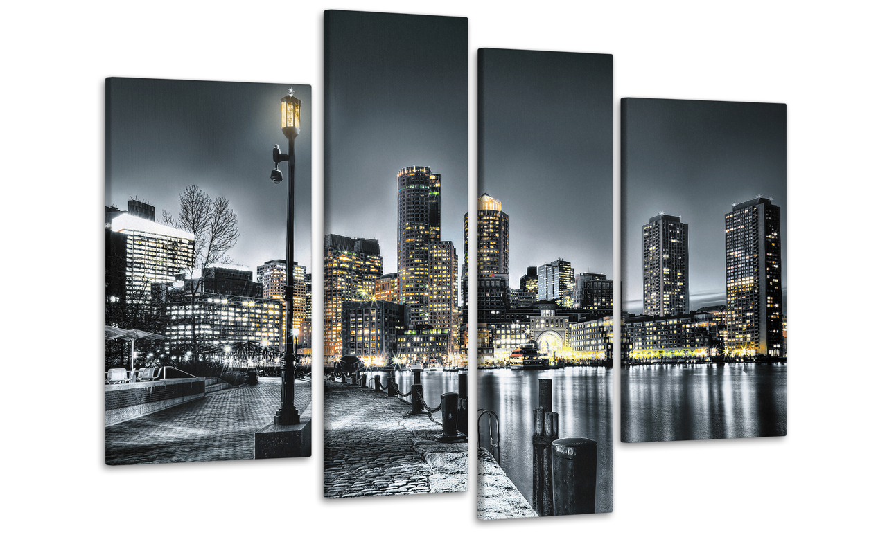 Модульна картина на полотні на стіну для інтер`єру/спальні/прихожої DK Нічна набережна 112х75 см (MK40282)