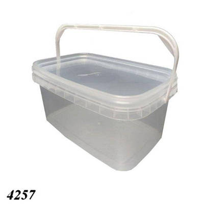 Відро харчове прямокутне з кришкою 3 л Прозоре (5шт)