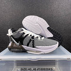 Eur36-46 Nike LeBron Witness 7 white/metallic silver/black чоловічі баскетбольні кросівки Леброн