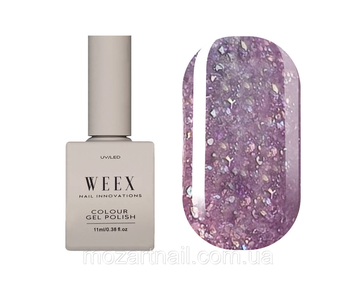 Гель-лак Weex 608 (темно-бузковий з блискітками), 11ml