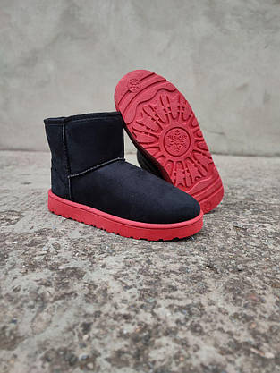 36 р Чорні уги Еко ЗАМША на червоній підошві низькі без написів Ugg Black/Red жіночі зима 36-41, фото 6