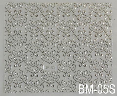 Наклейка для дизайну нігтів на клейовій основі "Срібло" BM-05S