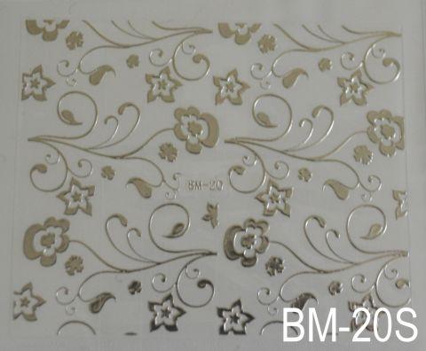 Наклейка для дизайну нігтів на клейовій основі "Срібло" BM — 20S