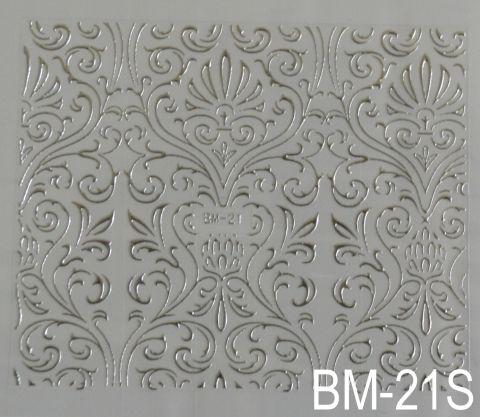 Наклейка для дизайну нігтів на клейовій основі "Срібло" BM — 21S