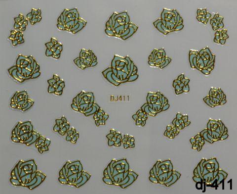 Наклейка для дизайну нігтів на клейовій основі "Бірюза", Dj-411