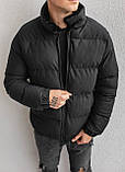Куртка пуховик чоловіча зимова чорна вельветова тепла молодіжна укорочена дута, фото 3
