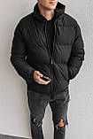 Куртка пуховик чоловіча зимова чорна вельветова тепла молодіжна укорочена дута, фото 2