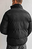 Куртка пуховик чоловіча зимова чорна вельветова тепла молодіжна укорочена дута, фото 4