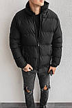 Куртка пуховик чоловіча зимова чорна вельветова тепла молодіжна укорочена дута, фото 6