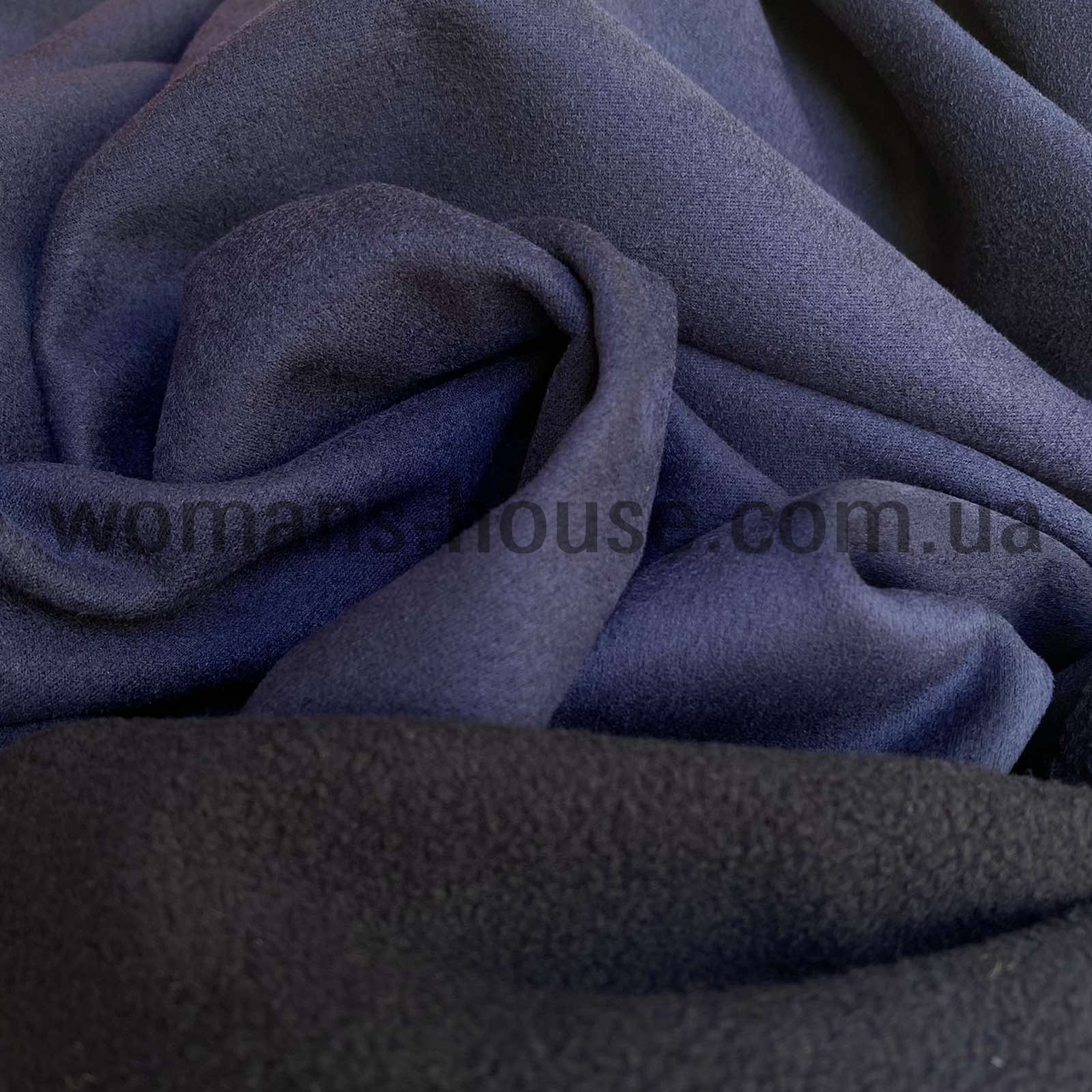Тканина Замша на флісі Темно-синій, фото 1